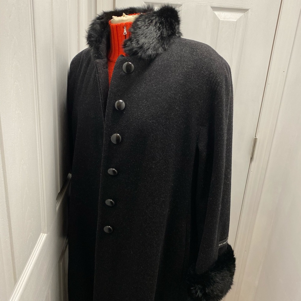 Dooney Brook size 14 black rabbit trim evening